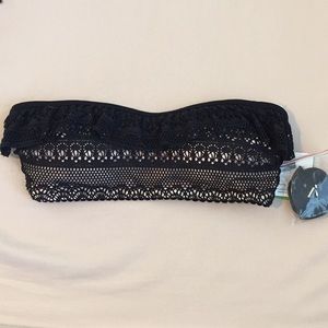 New Kate Spade Black Lace Bandeau Bikini Top